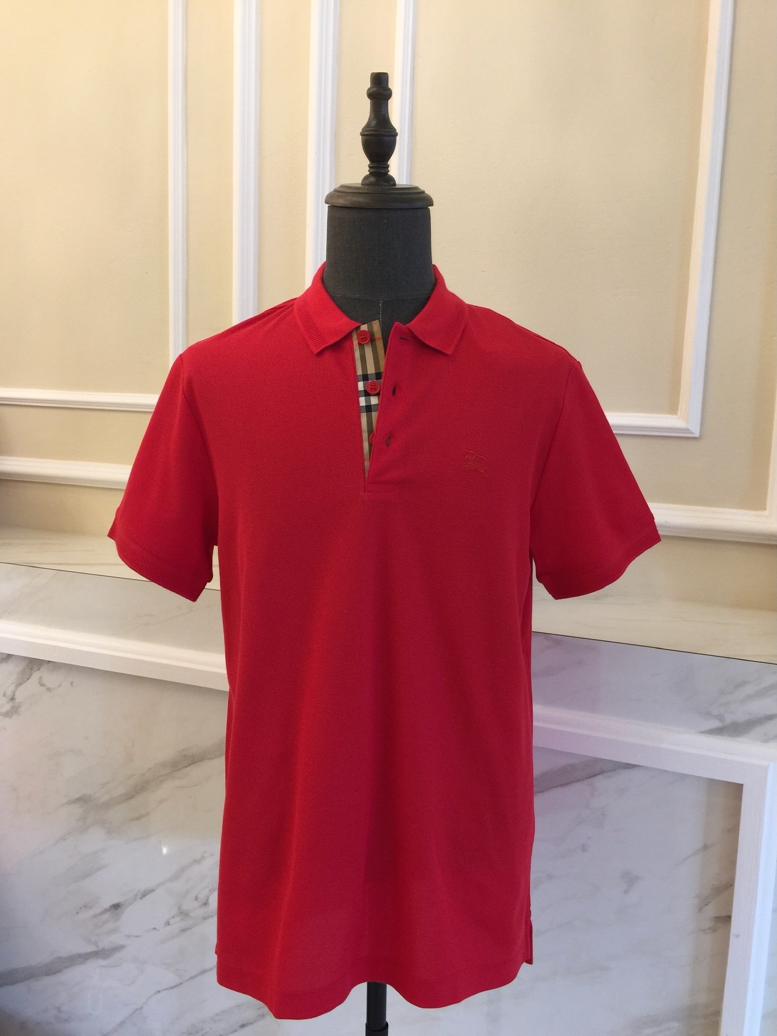 Red Burberry men’s authentic polo shirt