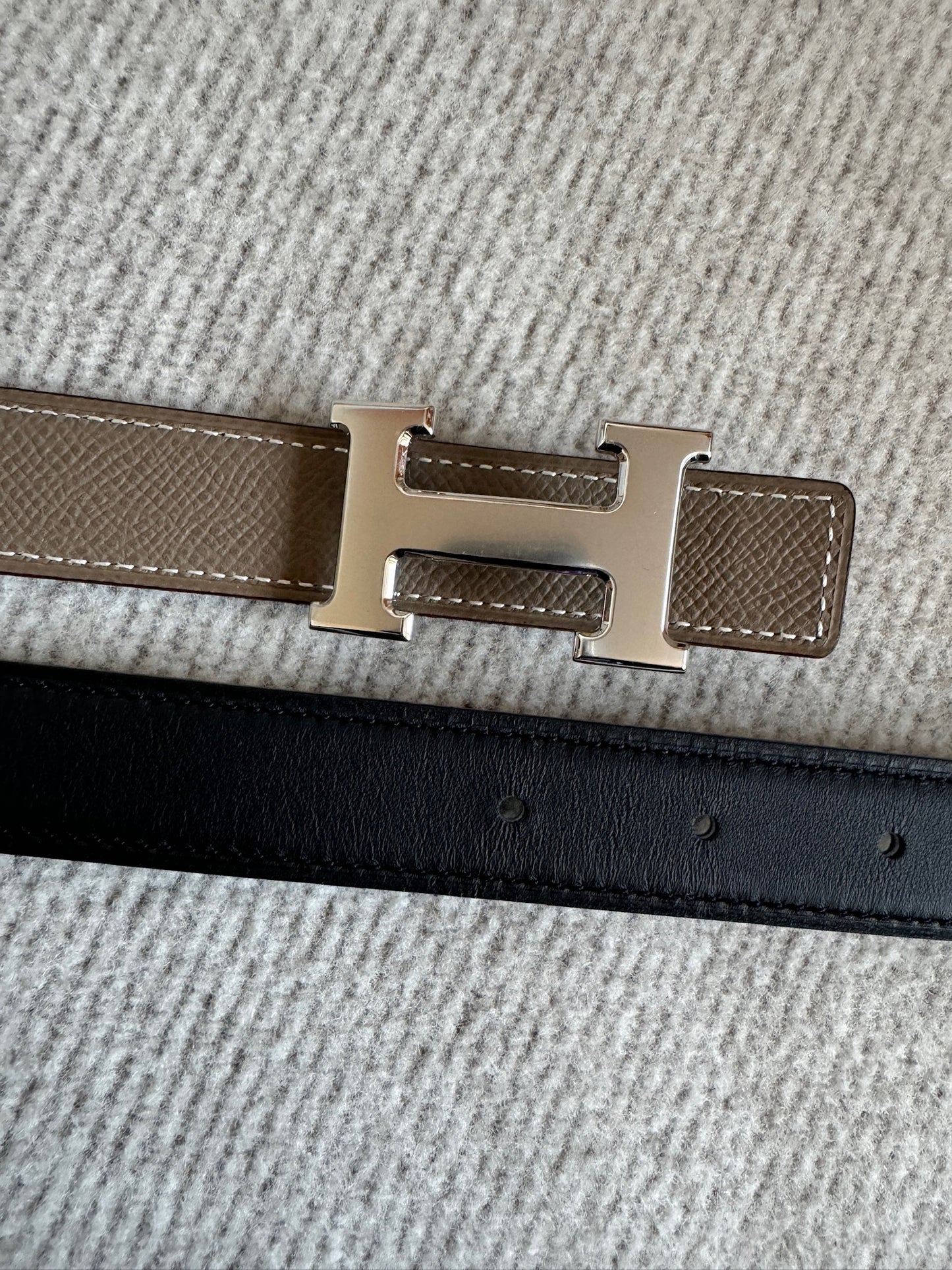 Hermès 24mm belt buckle & reversible leather strap 90cm