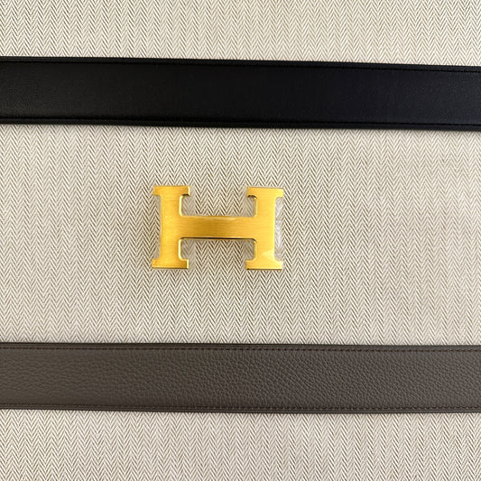 Hermès 32mm belt buckle & reversible leather strap 95cm