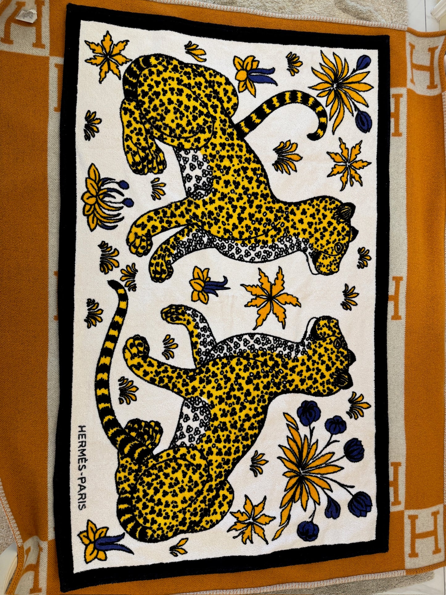 Hermes Leopards beach towel