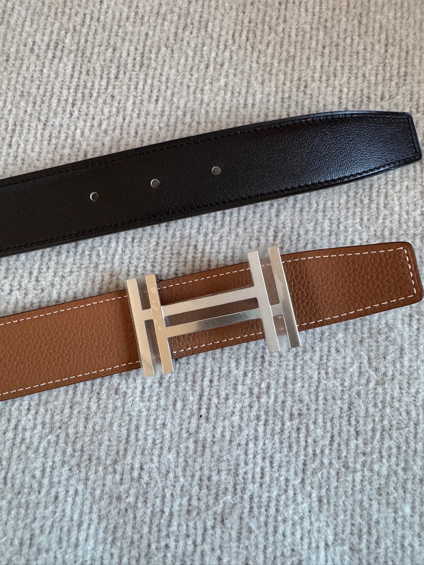 Hermès 32mm belt buckle & reversible leather strap