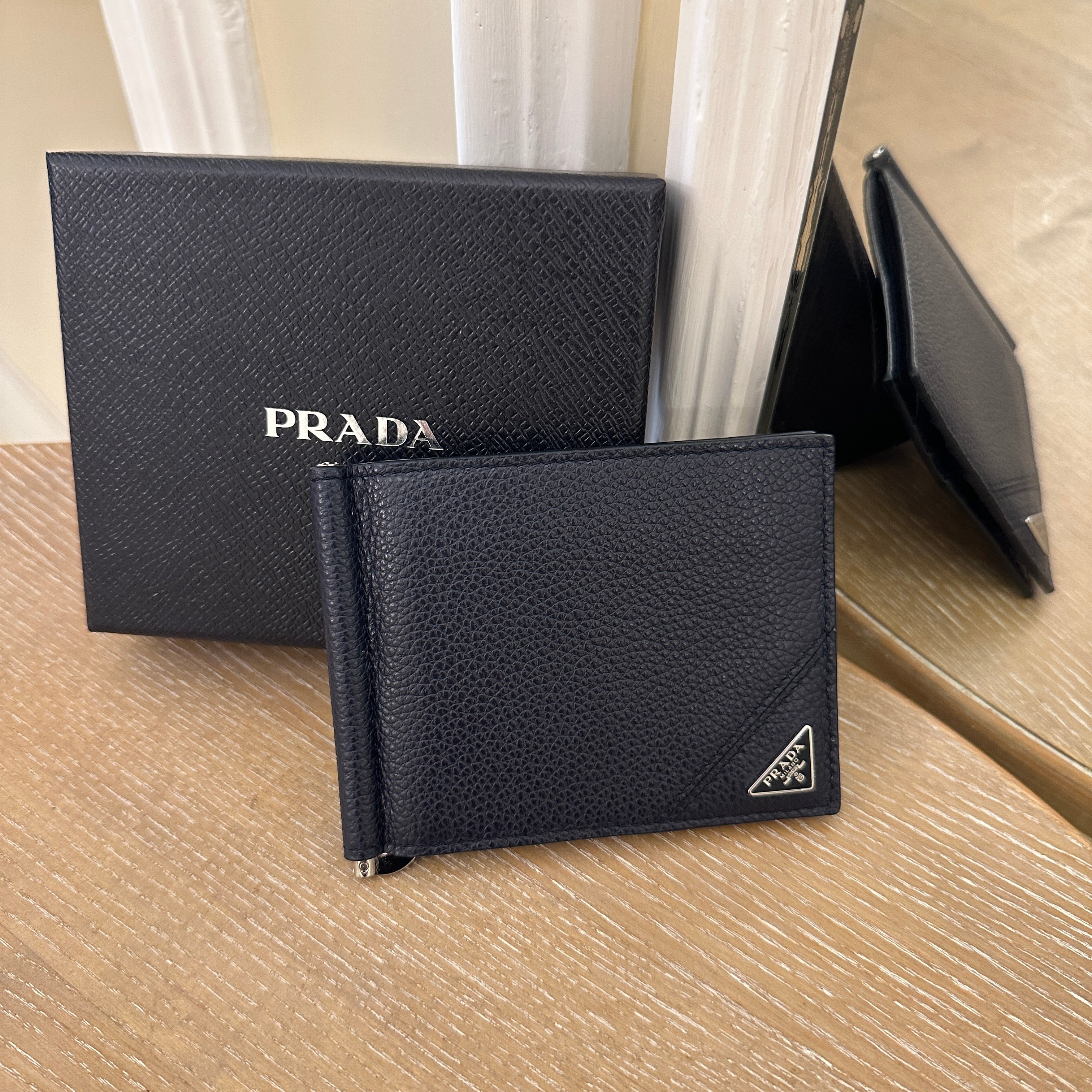 Prada money clip online wallet