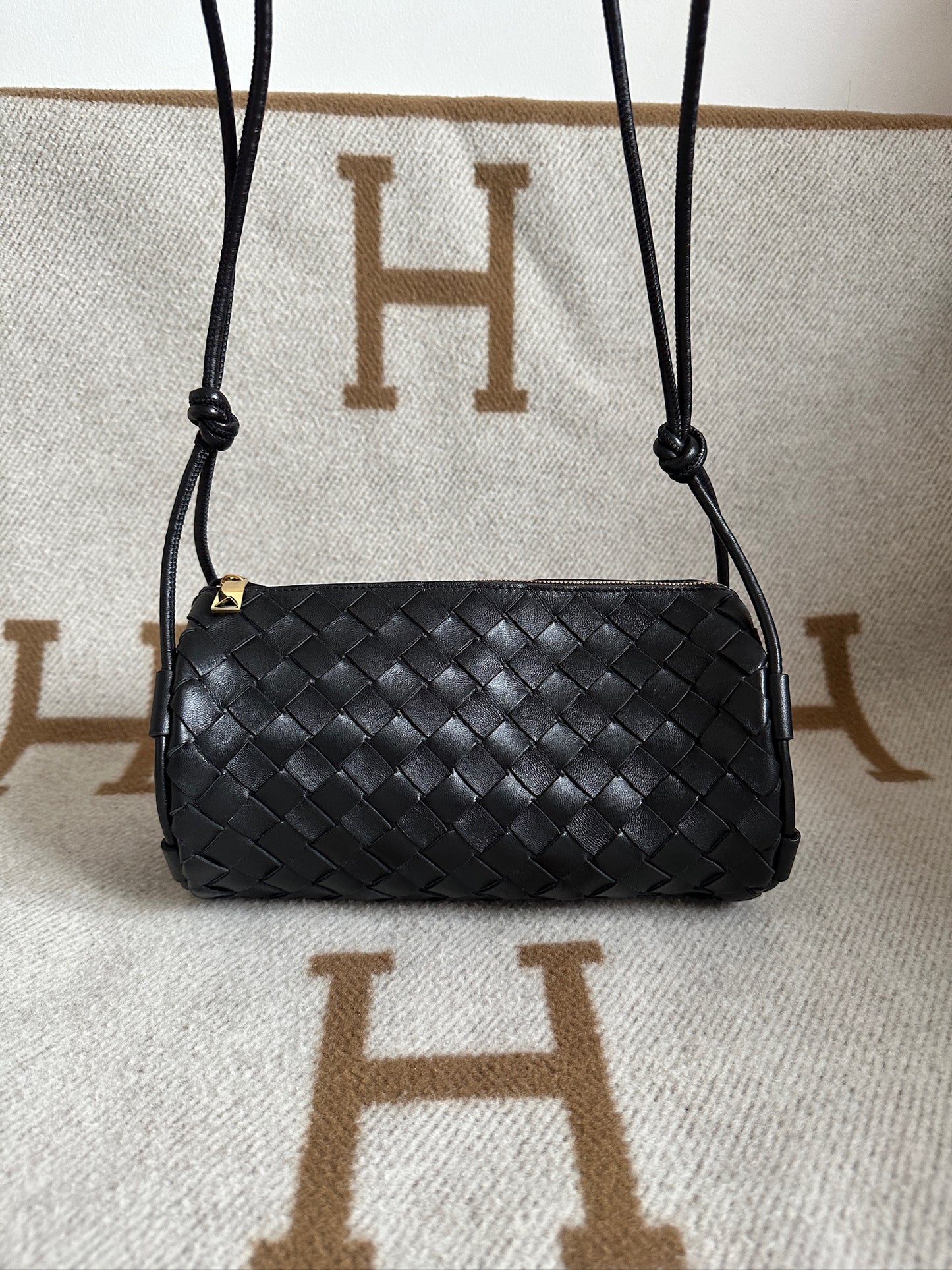 Bottega Veneta Black Leather Pouch Crossbody Bag