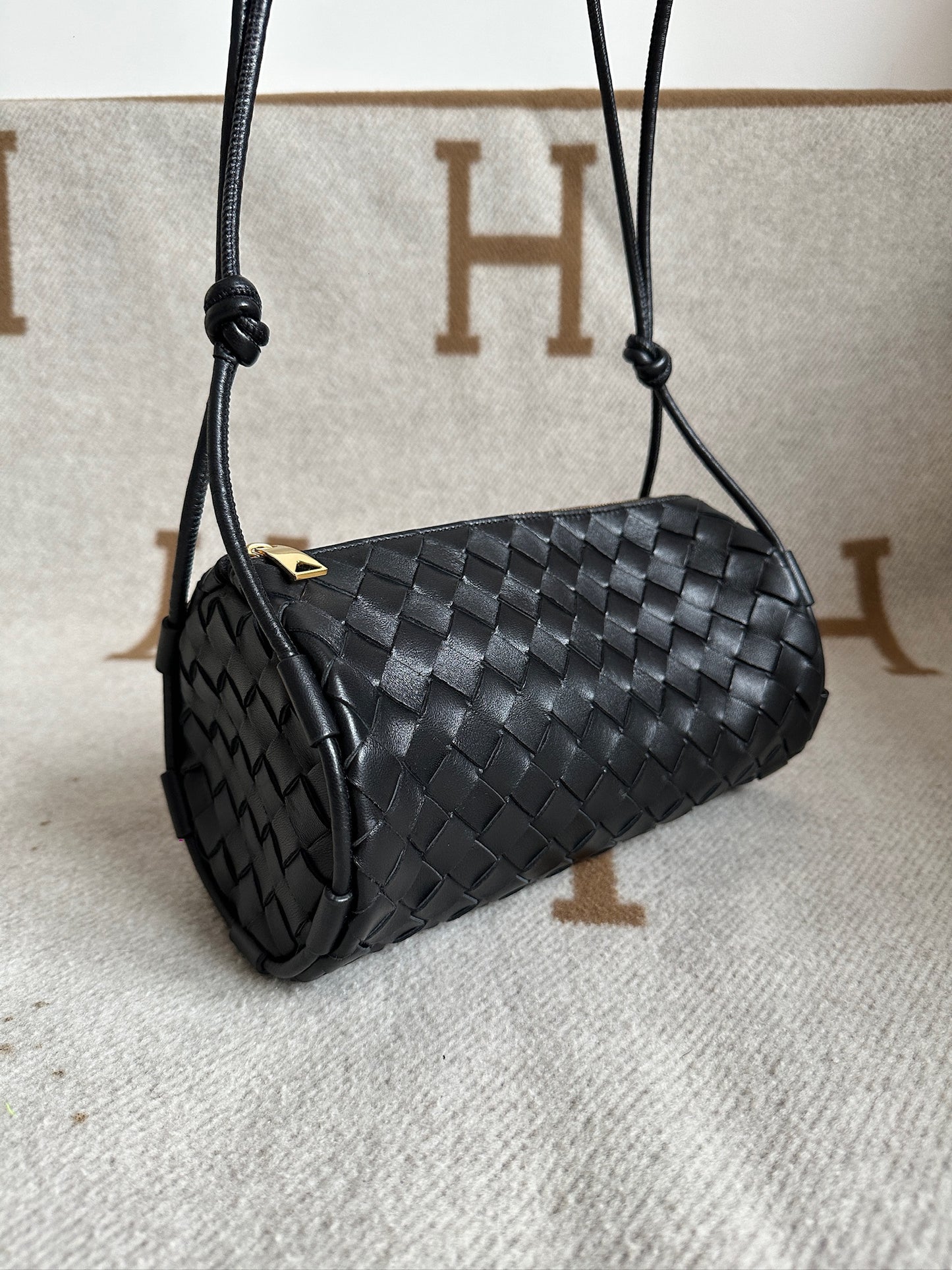 Bottega Veneta Black Leather Pouch Crossbody Bag