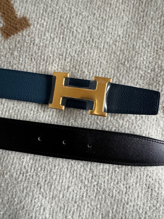 Hermès 32mm belt buckle & reversible leather strap 95cm