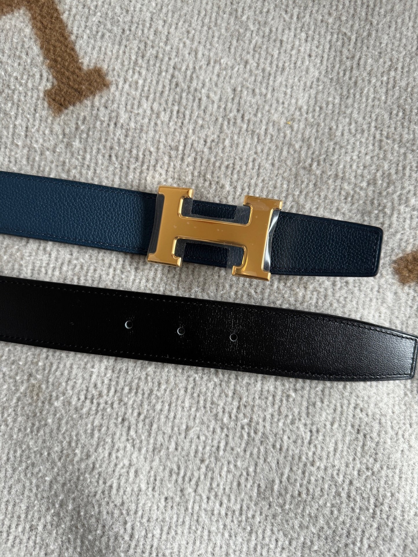 Hermès 32mm belt buckle & reversible leather strap 95cm